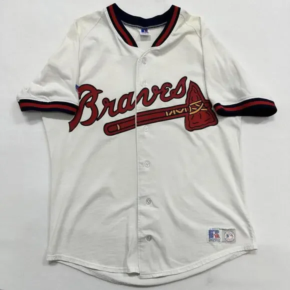 Vintage Russell Athletic Atlanta Braves Size M Baseball Jersey Retro 90s Iconic - Picture 1 of 9